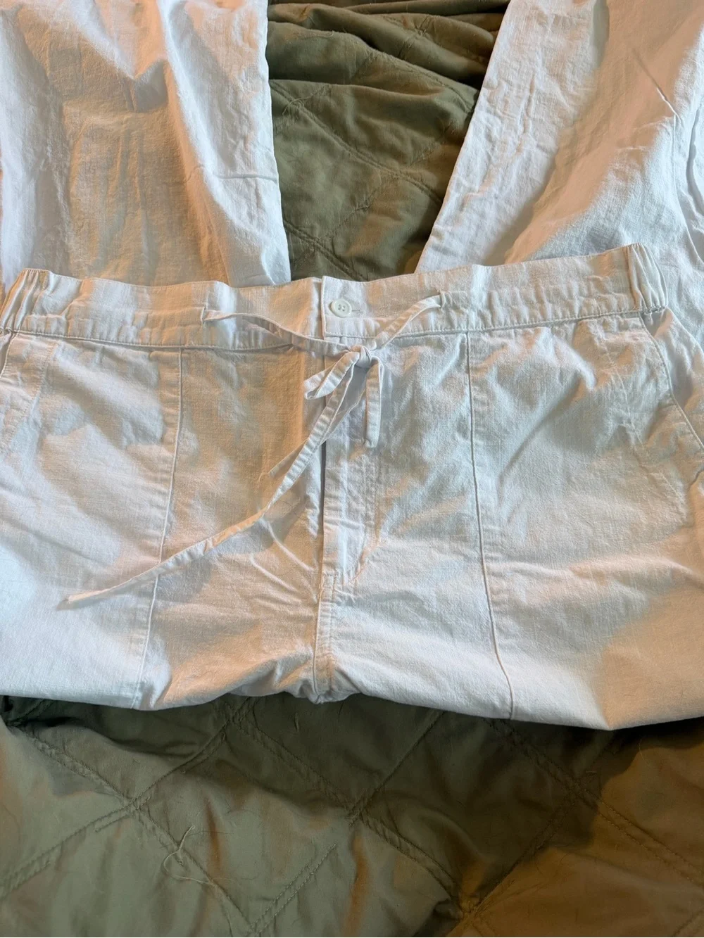 Men’s White Drawstring Cotton Pants XXL Resort Beach Casual